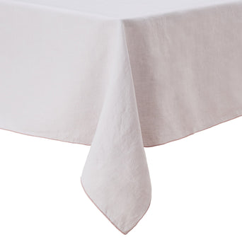 Alvalade table cloth, light grey & powder pink, 100% linen