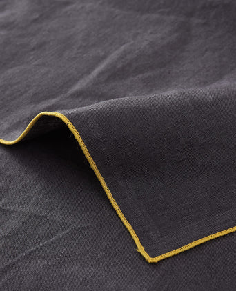 Alvalade table cloth, dark grey & bright mustard, 100% linen