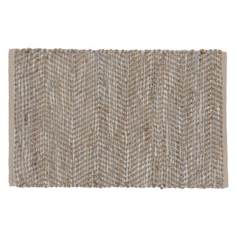 Nattika doormat, white & natural, 45% leather & 45% jute & 10% cotton