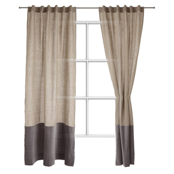 Saveli Curtain natural & grey, 100% linen & 100% cotton