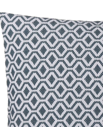 Viana cushion cover, teal & white, 100% cotton