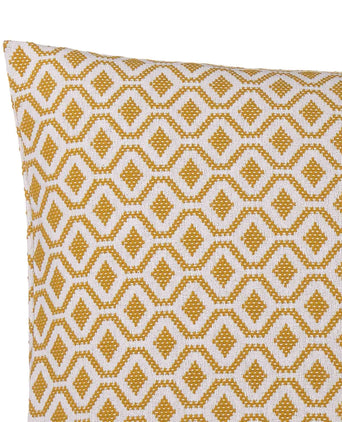 Viana cushion cover, mustard & white, 100% cotton