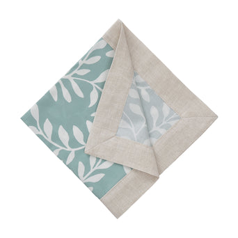 Eixo Napkin Set grey green & white & natural, 100% cotton & 100% linen