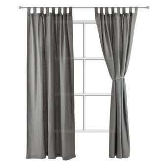 Vinstra Curtain Set blue & natural white, 100% linen