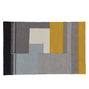 Indari doormat, grey & ice blue & bright mustard, 100% pet